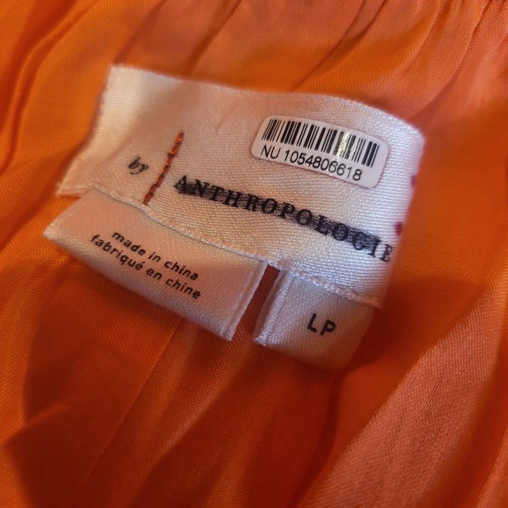 Anthropologie Parachute Maxi Skirt Orange Large Petite Boho Flowy Elastic Waist - Picture 12 of 12